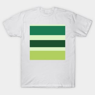 An unthinkable combination of Dark Sea Green, Medium Aquamarine, Tea Green, Cal Poly Pomona Green and Light Olive stripes. T-Shirt